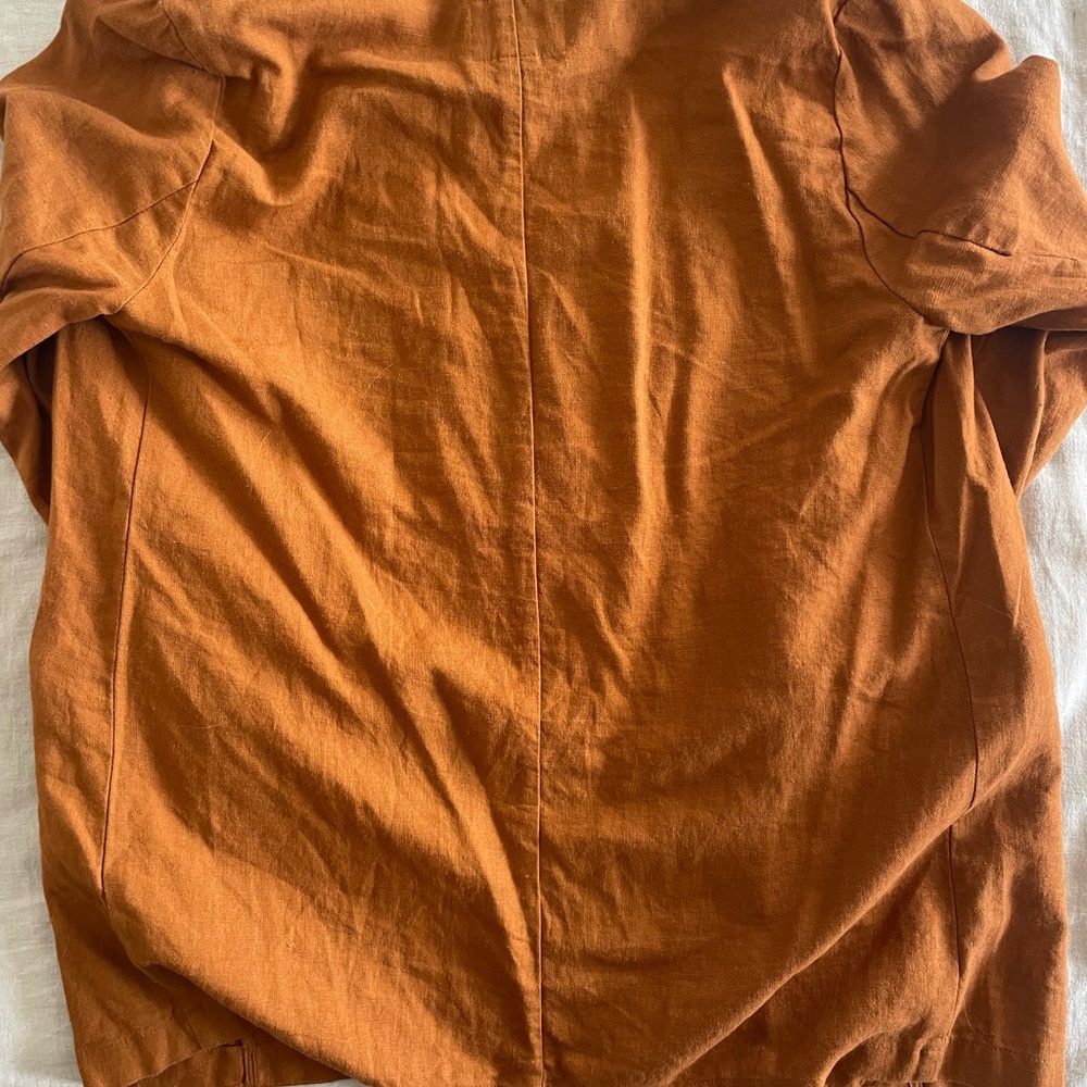 Women's Linen Rust Jacket - Picture 3 of 5